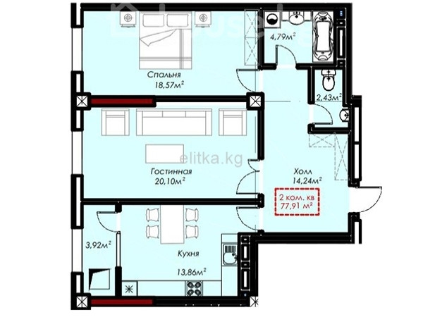 2-комн. кв., 72.25 м2