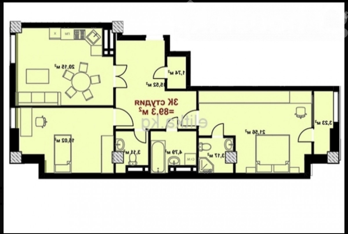 3-комн. кв., 88 м2