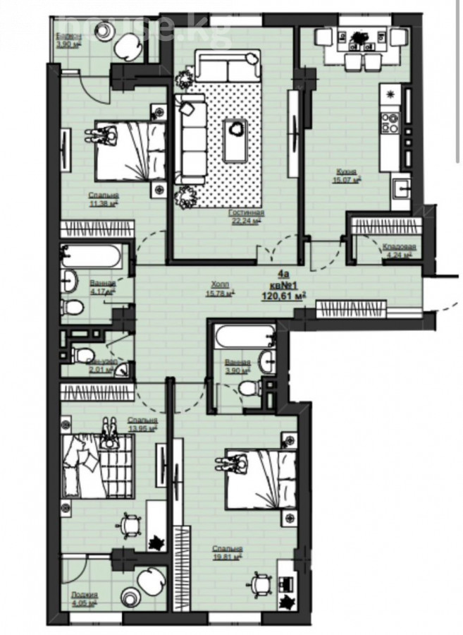 4-комн. кв., 121 м2