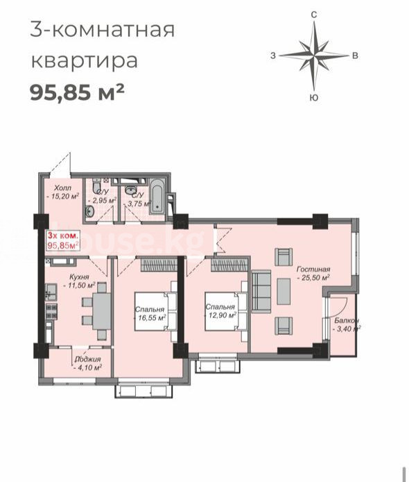 Открыть фото 3-комн. кв., 95.85 м2