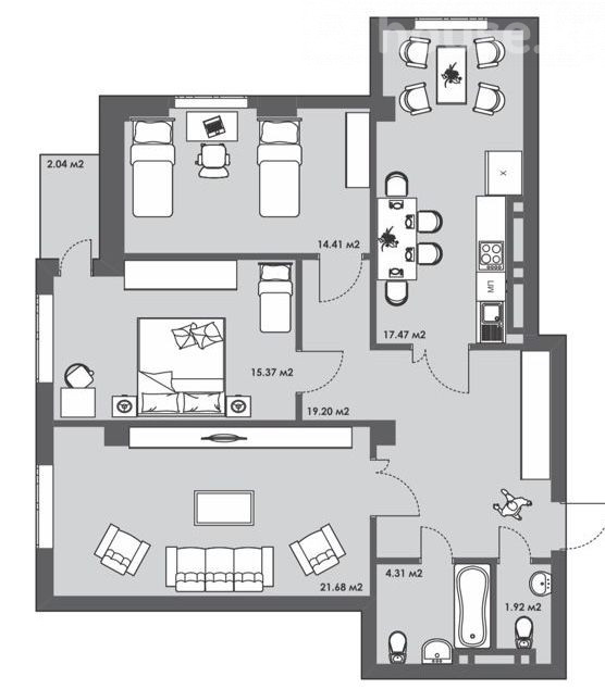 3-комн. кв., 97 м2