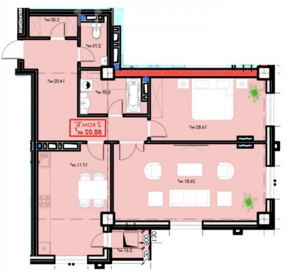 2-комн. кв., 88 м2