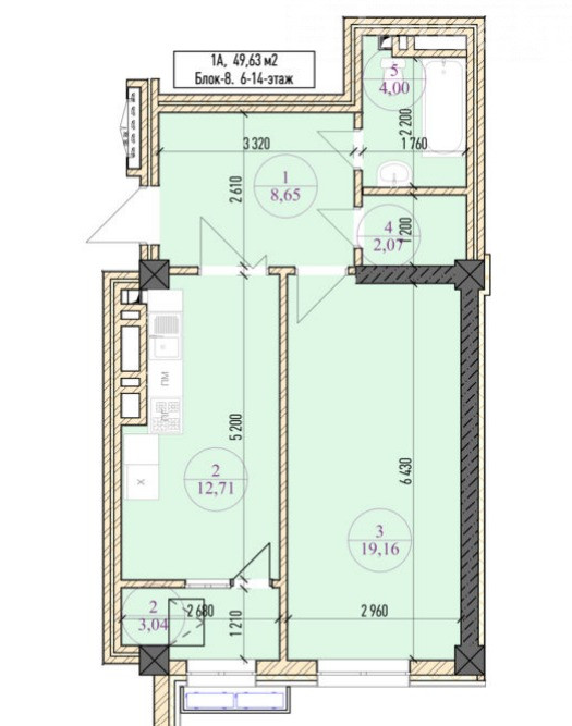 2-комн. кв., 50 м2