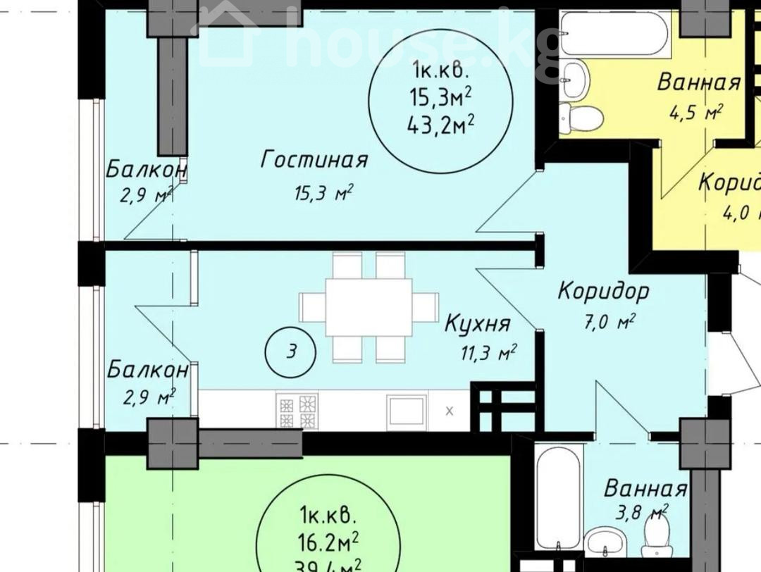 1-комн. кв., 43.2 м2