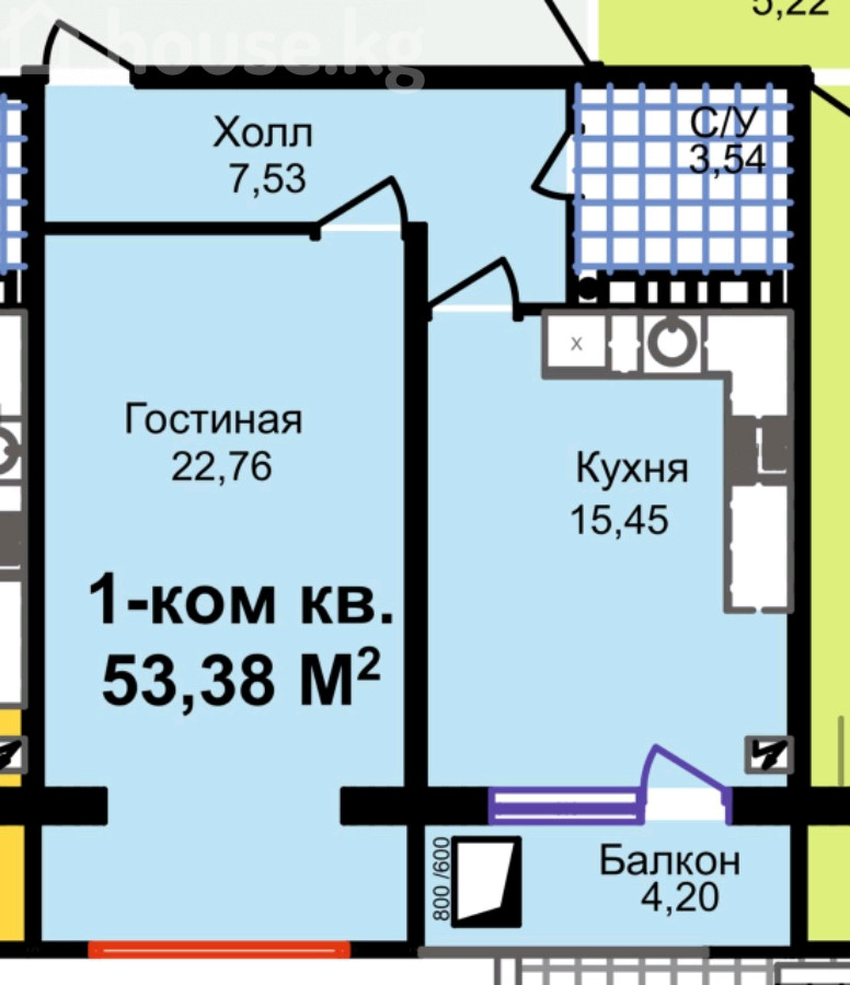 Открыть фото 1-комн. кв., 53.4 м2