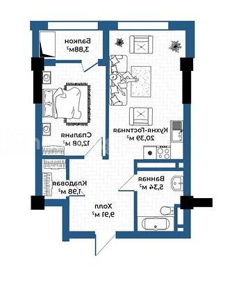 Открыть фото 1-комн. кв., 51 м2