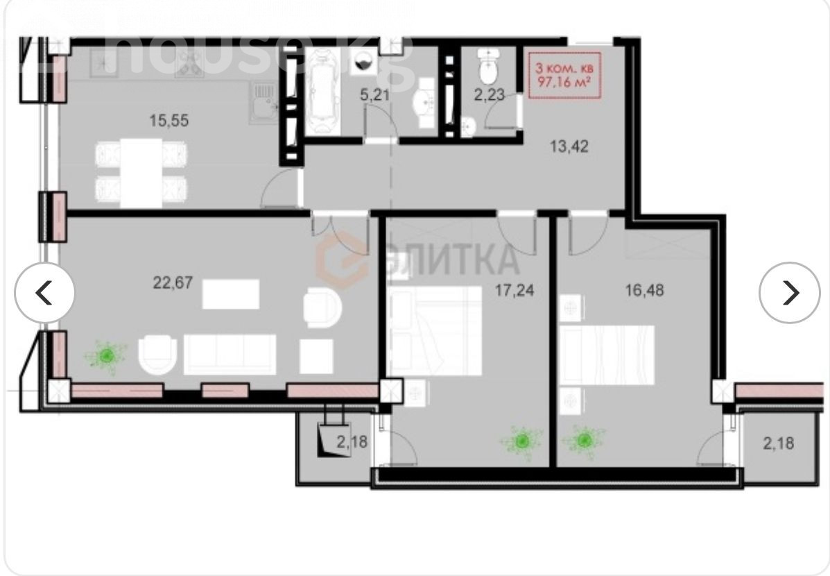 3-комн. кв., 99 м2