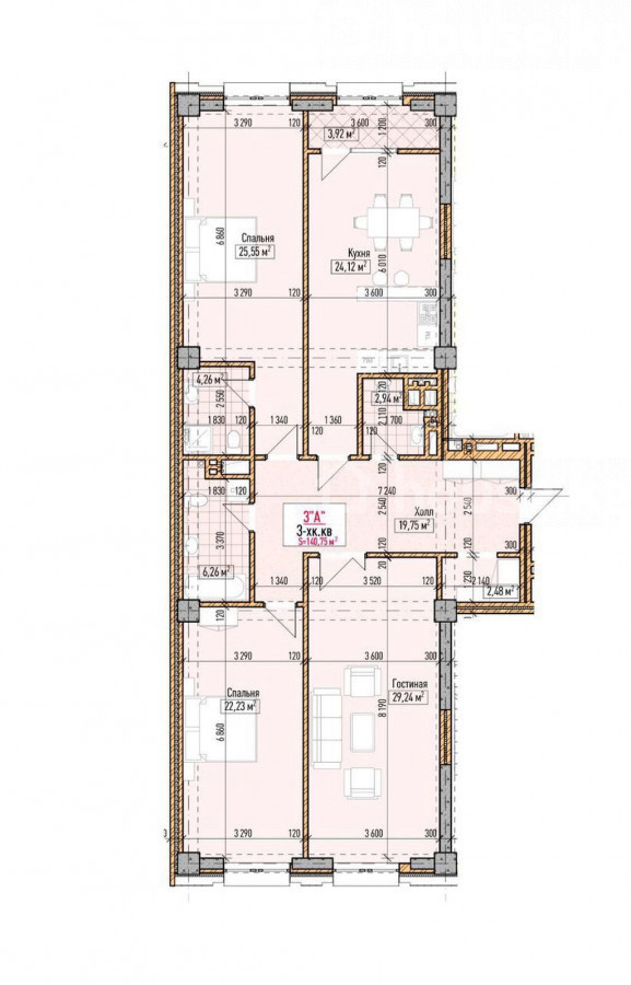 Открыть фото 3-комн. кв., 140 м2